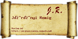 Járányi Remig névjegykártya